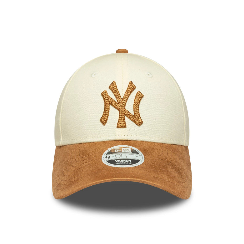 New York Yankees Womens MLB Faux Suede Cream 9FORTY Adjustable Cap