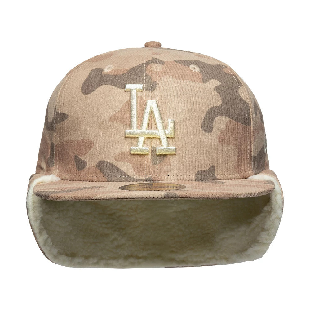 LA Dodgers MLB Cord Light Beige Downflap 59FIFTY Fitted Cap