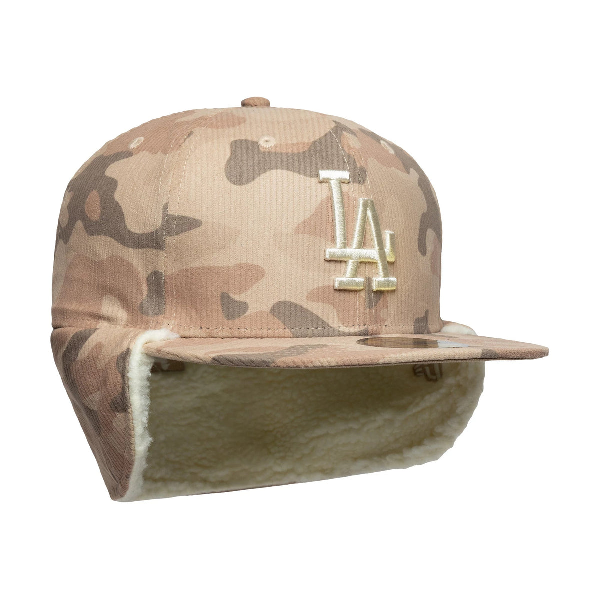 LA Dodgers MLB Cord Light Beige Downflap 59FIFTY Fitted Cap