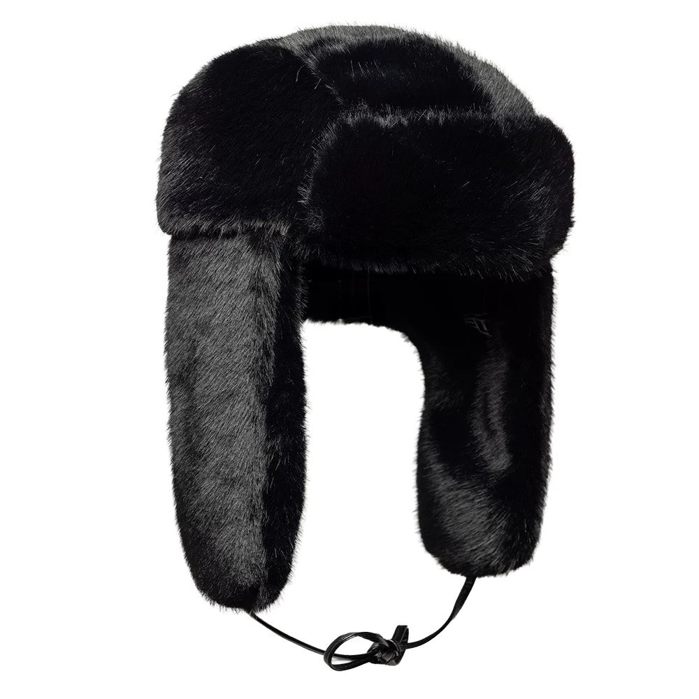 New Era Faux Fur Black Trapper Hat