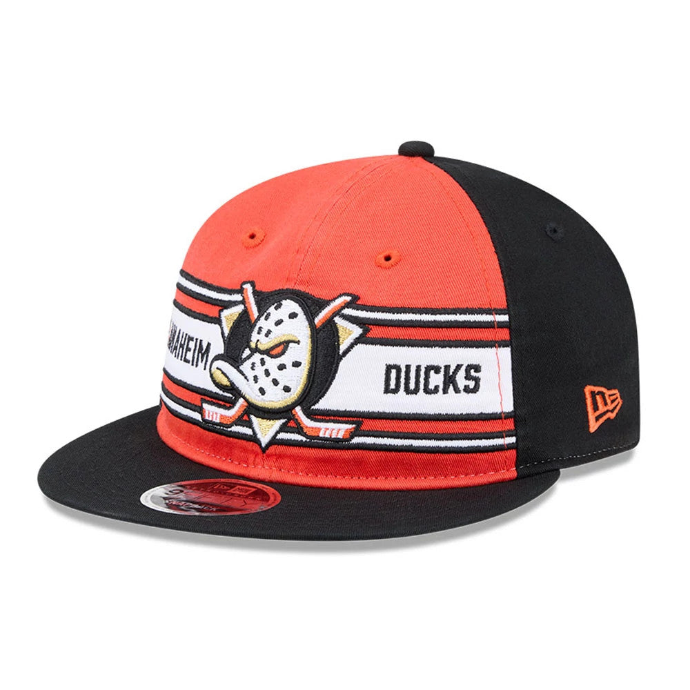 Anaheim Ducks NHL Team Stripes Orange Retro Crown 9FIFTY Adjustable Cap