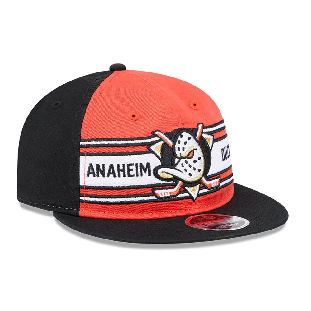Anaheim Ducks NHL Team Stripes Orange Retro Crown 9FIFTY Adjustable Cap