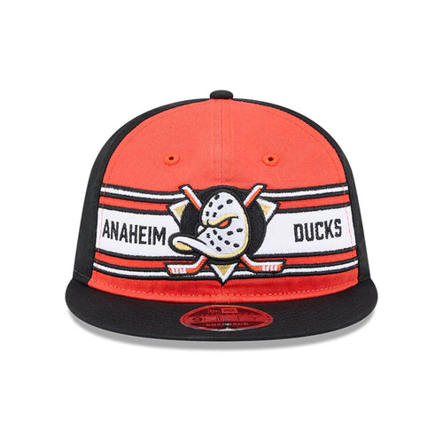 Anaheim Ducks NHL Team Stripes Orange Retro Crown 9FIFTY Adjustable Cap