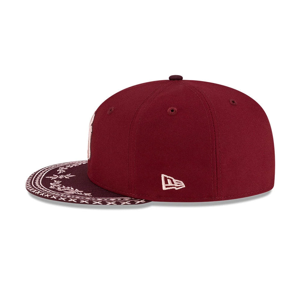New York Yankees MLB Flourishes Dark Red 59FIFTY Fitted Cap