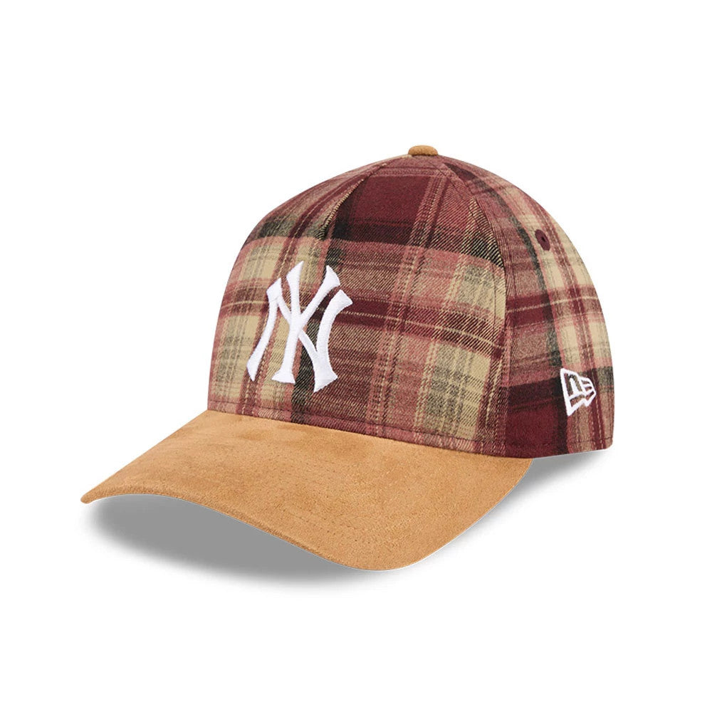 New York Yankees MLB Plaid Suede Red 9TWENTY A-Frame Adjustable Cap