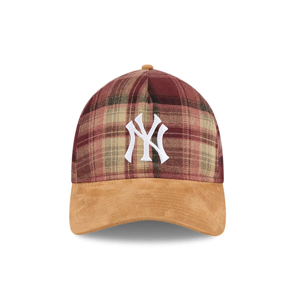 New York Yankees MLB Plaid Suede Red 9TWENTY A-Frame Adjustable Cap