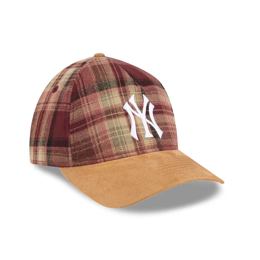 New York Yankees MLB Plaid Suede Red 9TWENTY A-Frame Adjustable Cap
