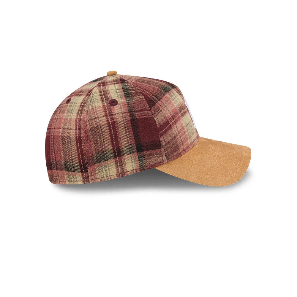 New York Yankees MLB Plaid Suede Red 9TWENTY A-Frame Adjustable Cap