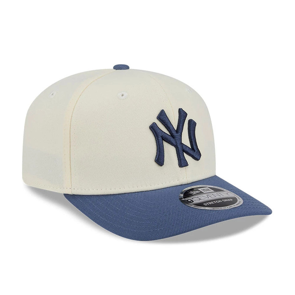 Yankees MLB Slate Stone Cream & Dark Blue 9SEVENTY Stretch Snap Adjustable Cap