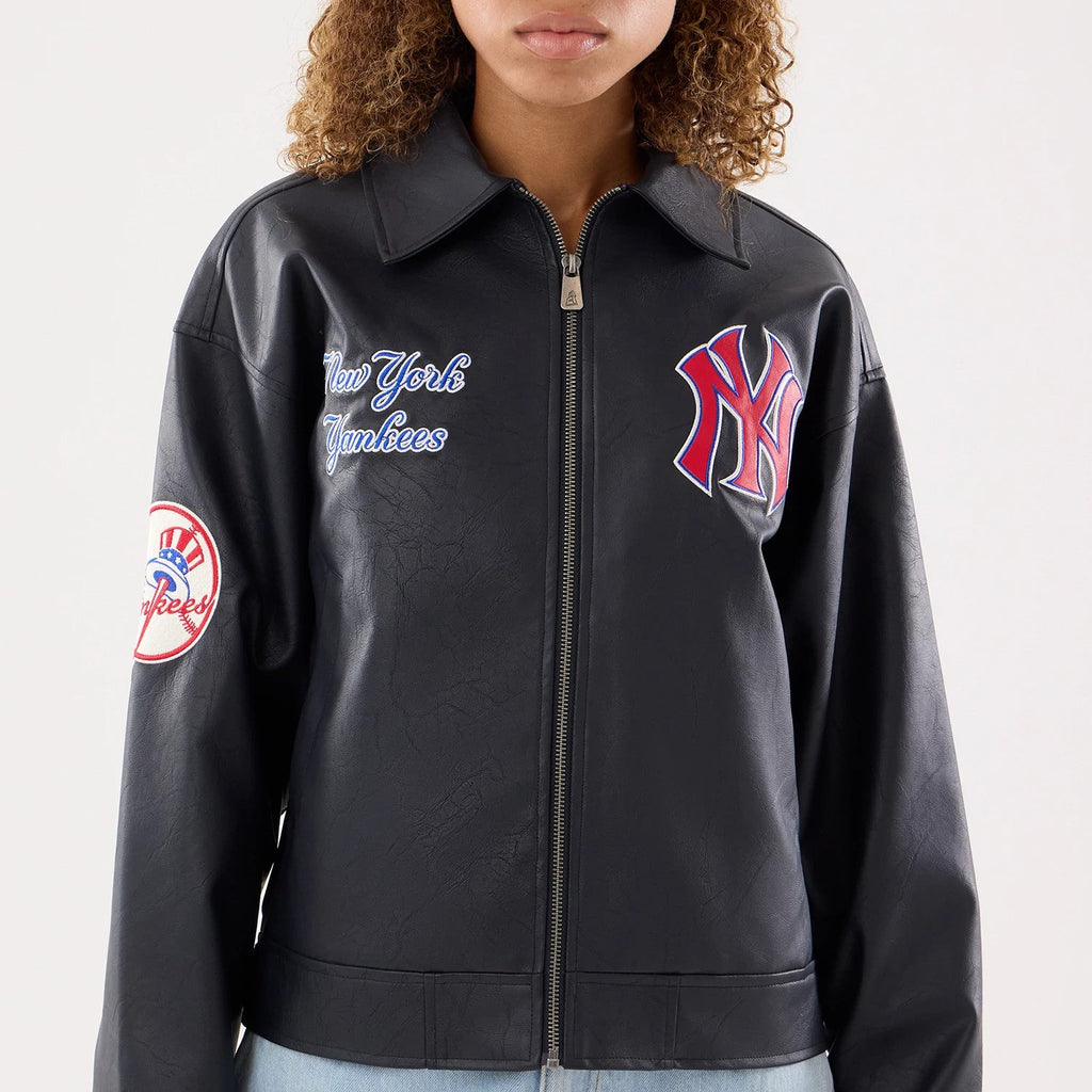 New York Yankees Women's MLB Black Collared Jacket