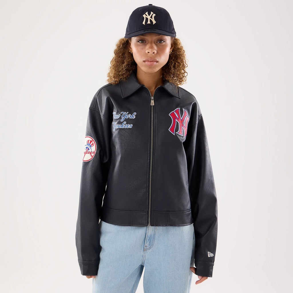New York Yankees Women's MLB Black Collared Jacket
