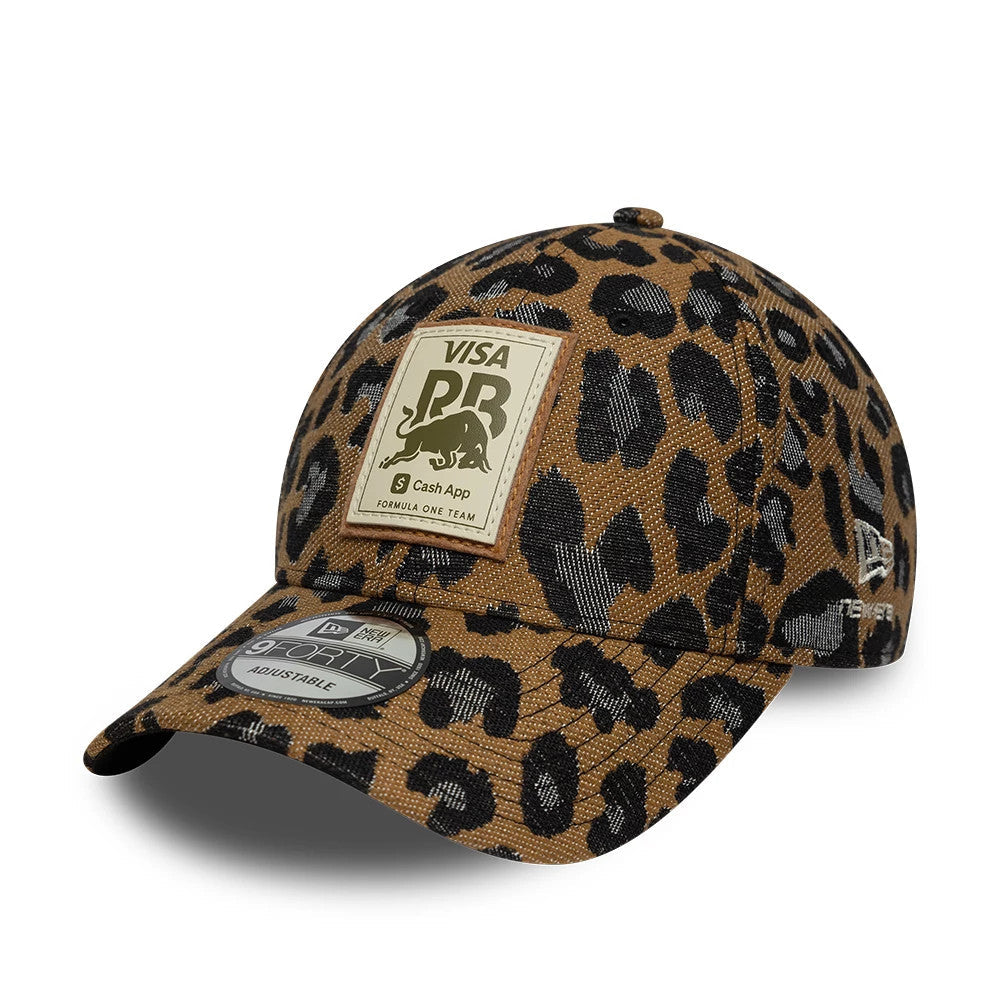Womens Visa Cash App Racing Bulls Leopard Open Brown 9FORTY Adjustable Cap