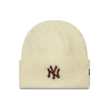New York Yankees Womens MLB Wide Cream Cuff Knit Beanie Hat