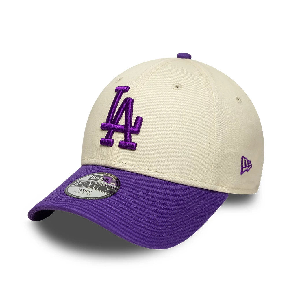 Dodgers Youth MLB League Essential Cream & Purple 9FORTY Adjustable Cap