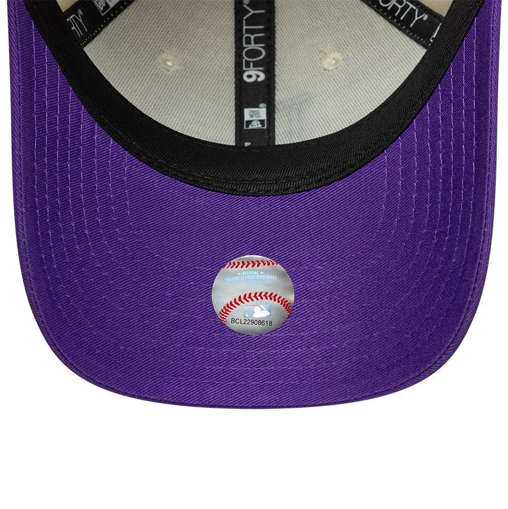 Dodgers Youth MLB League Essential Cream & Purple 9FORTY Adjustable Cap