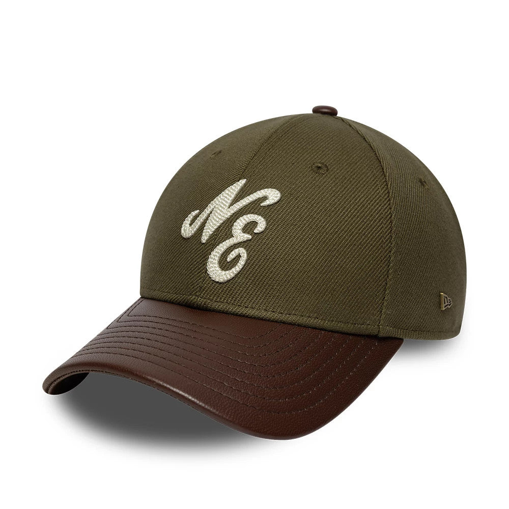 New Era Leather Visor Dark Brown 9FORTY M-Crown Adjustable Cap