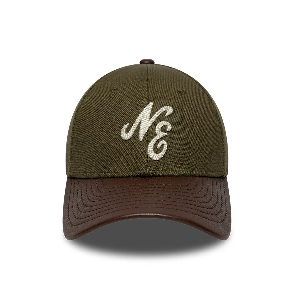 New Era Leather Visor Dark Brown 9FORTY M-Crown Adjustable Cap