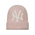 Yankees Women's MLB Fluffy Mohair Pastel Pink Cuff Knit Beanie Hat