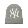 New York Yankees Womens MLB Fluffy Mohair Grey Cuff Knit Beanie Hat