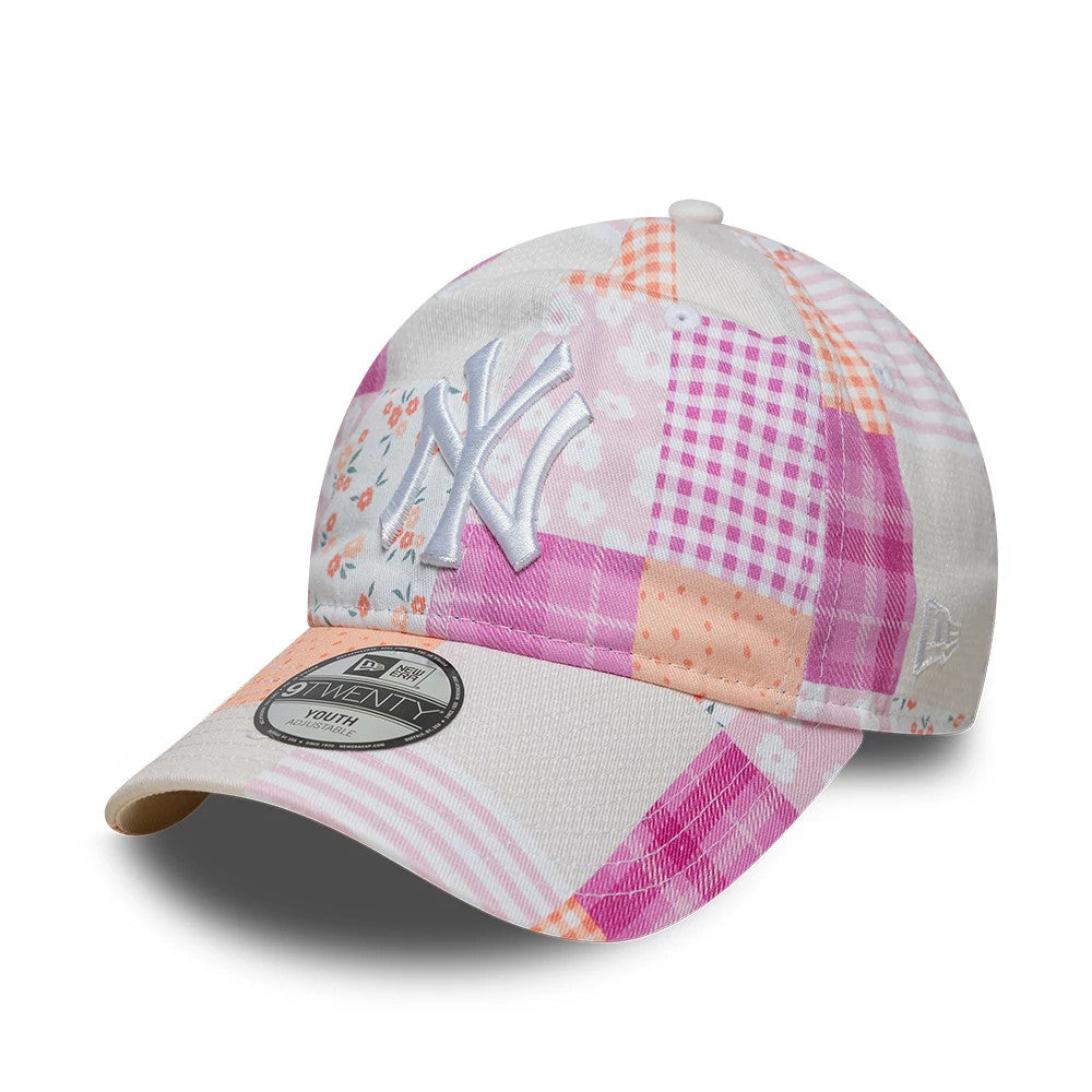 Youth New York Yankees MLB Patchwork Pastel Pink 9TWENTY Adjustable Cap