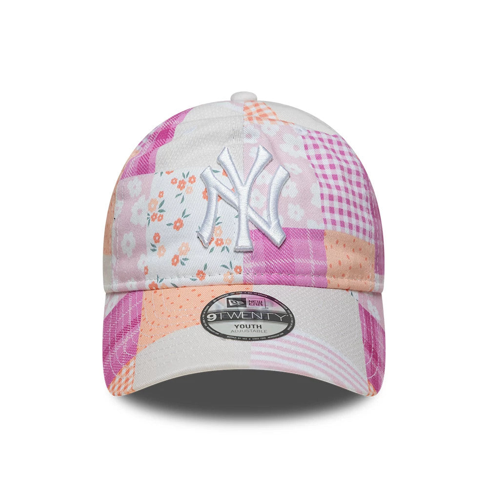 Youth New York Yankees MLB Patchwork Pastel Pink 9TWENTY Adjustable Cap