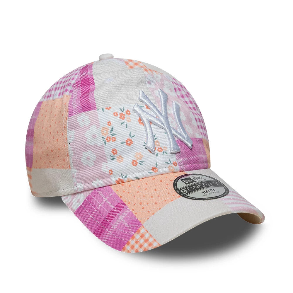 Youth New York Yankees MLB Patchwork Pastel Pink 9TWENTY Adjustable Cap