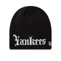 New York Yankees MLB Script Black Skull Knit Beanie Hat