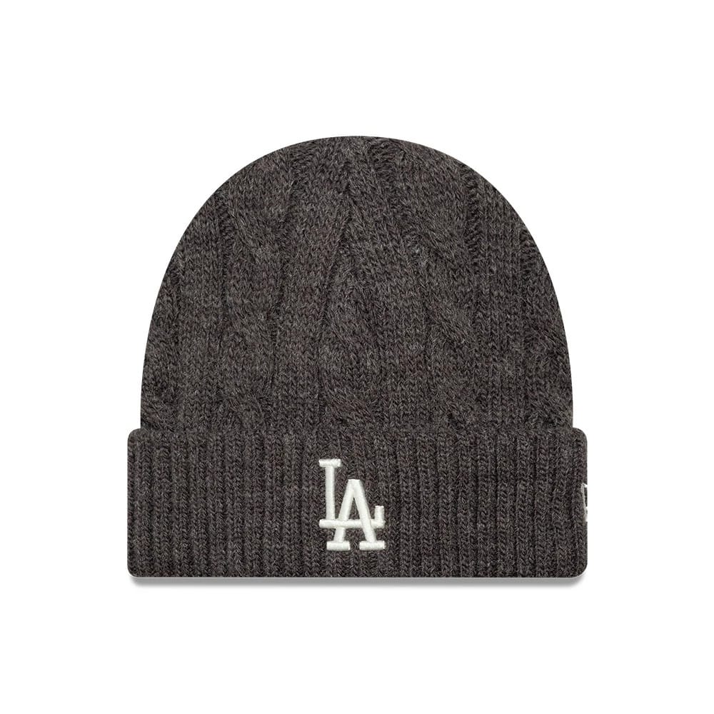 LA Dodgers MLB Short Charcoal Skull Knit Beanie Hat