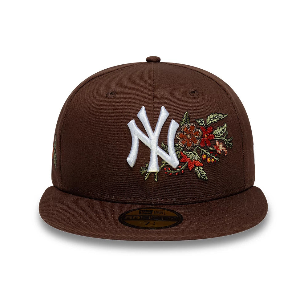 New York Yankees MLB Floral Dark Brown 59FIFTY Fitted Cap