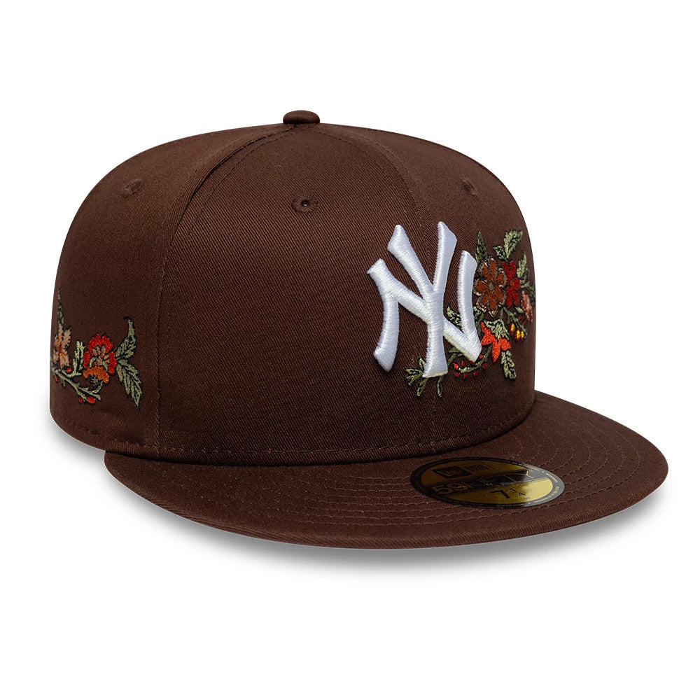 New York Yankees MLB Floral Dark Brown 59FIFTY Fitted Cap