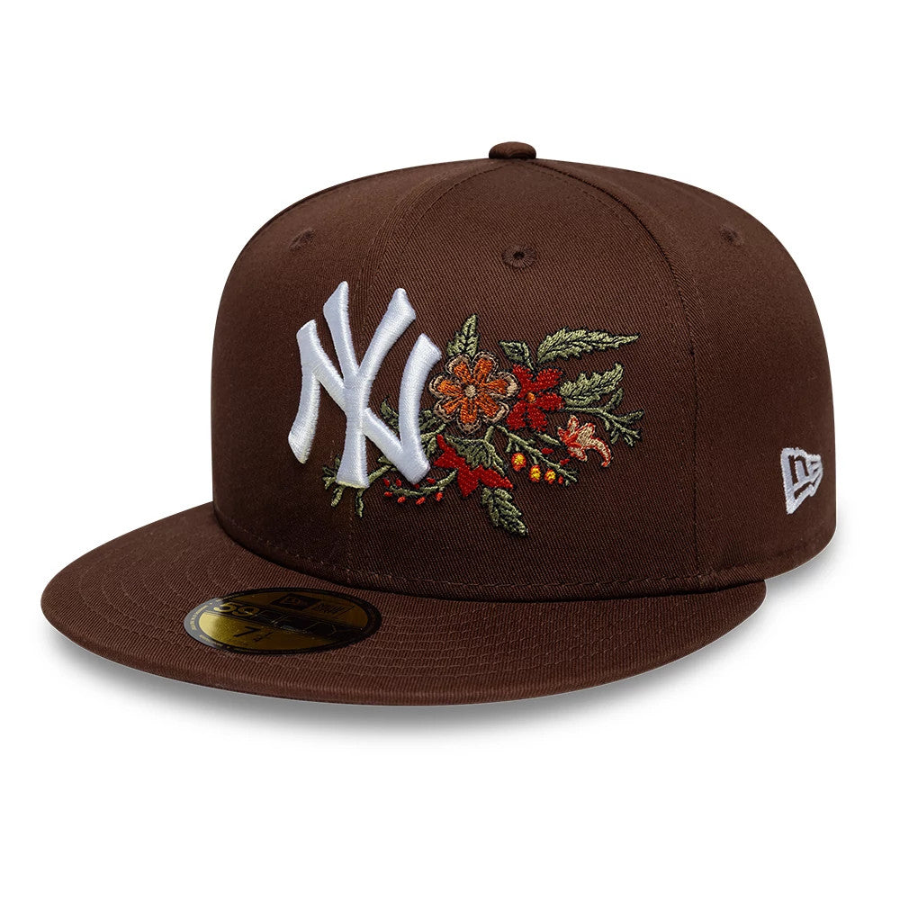 New York Yankees MLB Floral Dark Brown 59FIFTY Fitted Cap