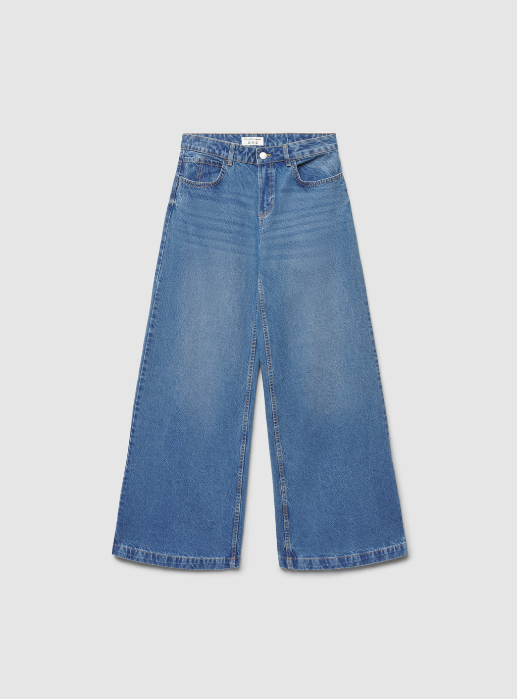 Vaqueros Baggy Tiro Bajo con Bordado Azul Denim Medio