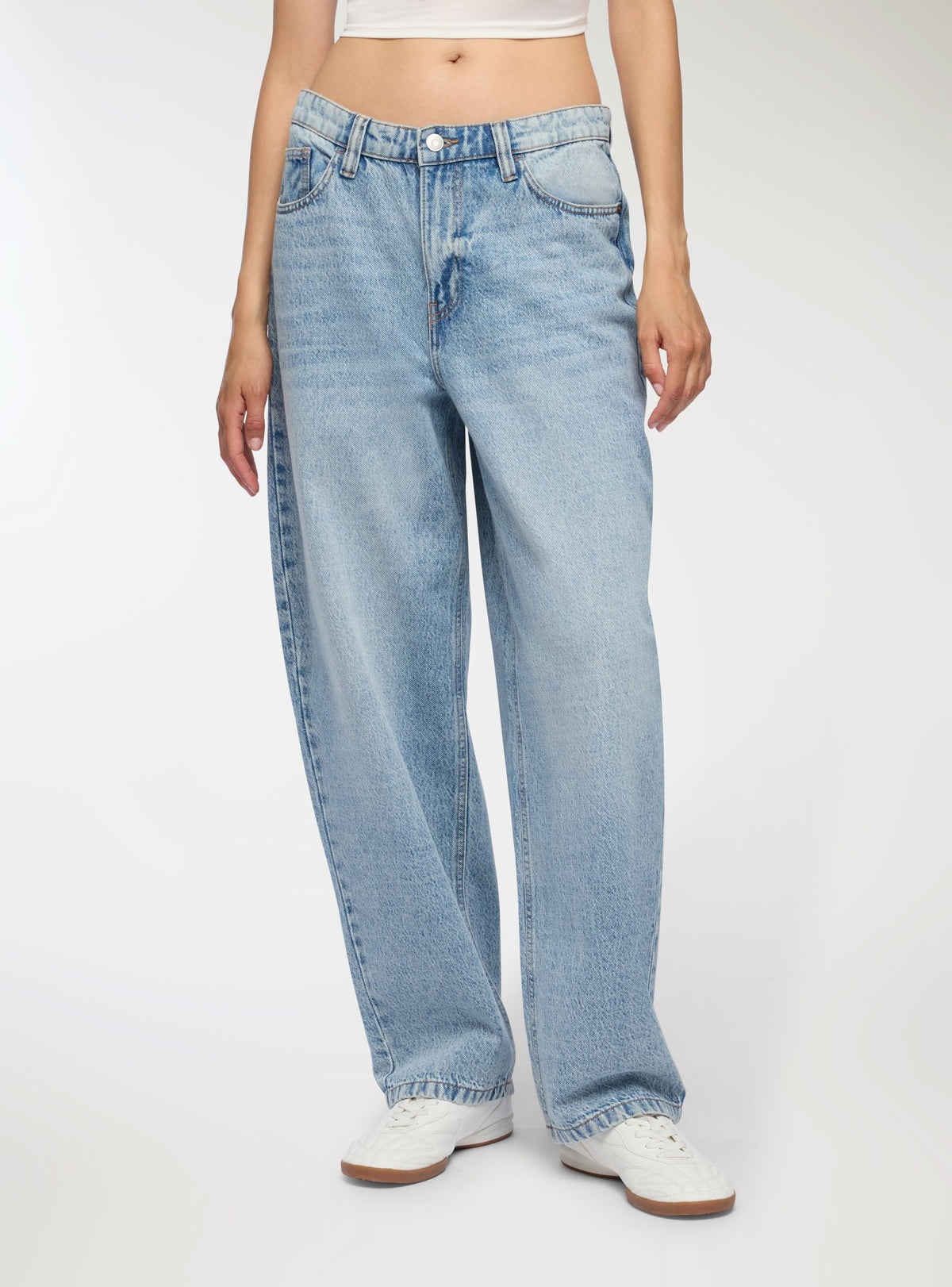 Light-Wash Balloon-Leg Jeans