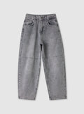 Gray Plain Barrel Denim Jeans
