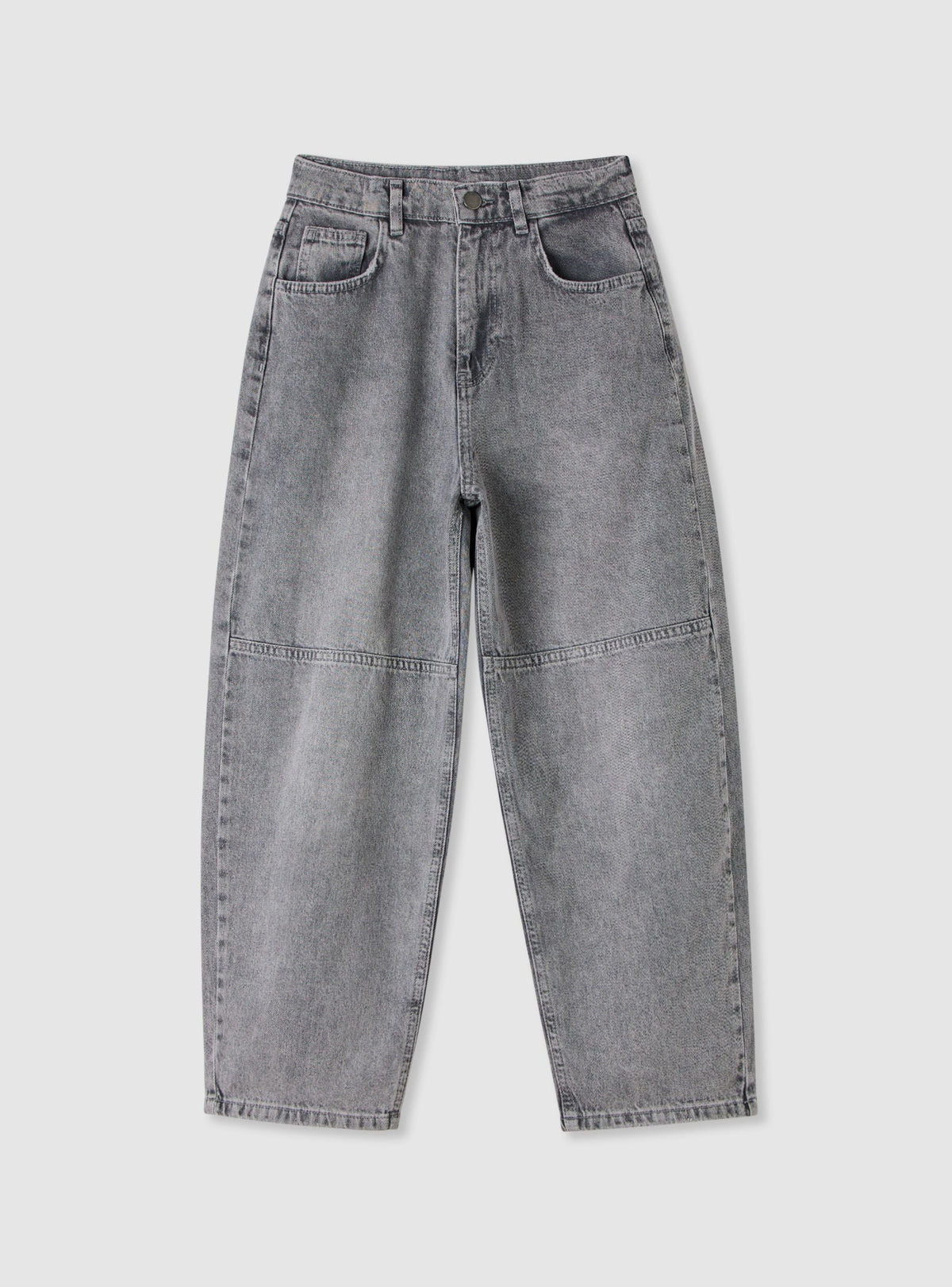 Gray Plain Barrel Denim Jeans