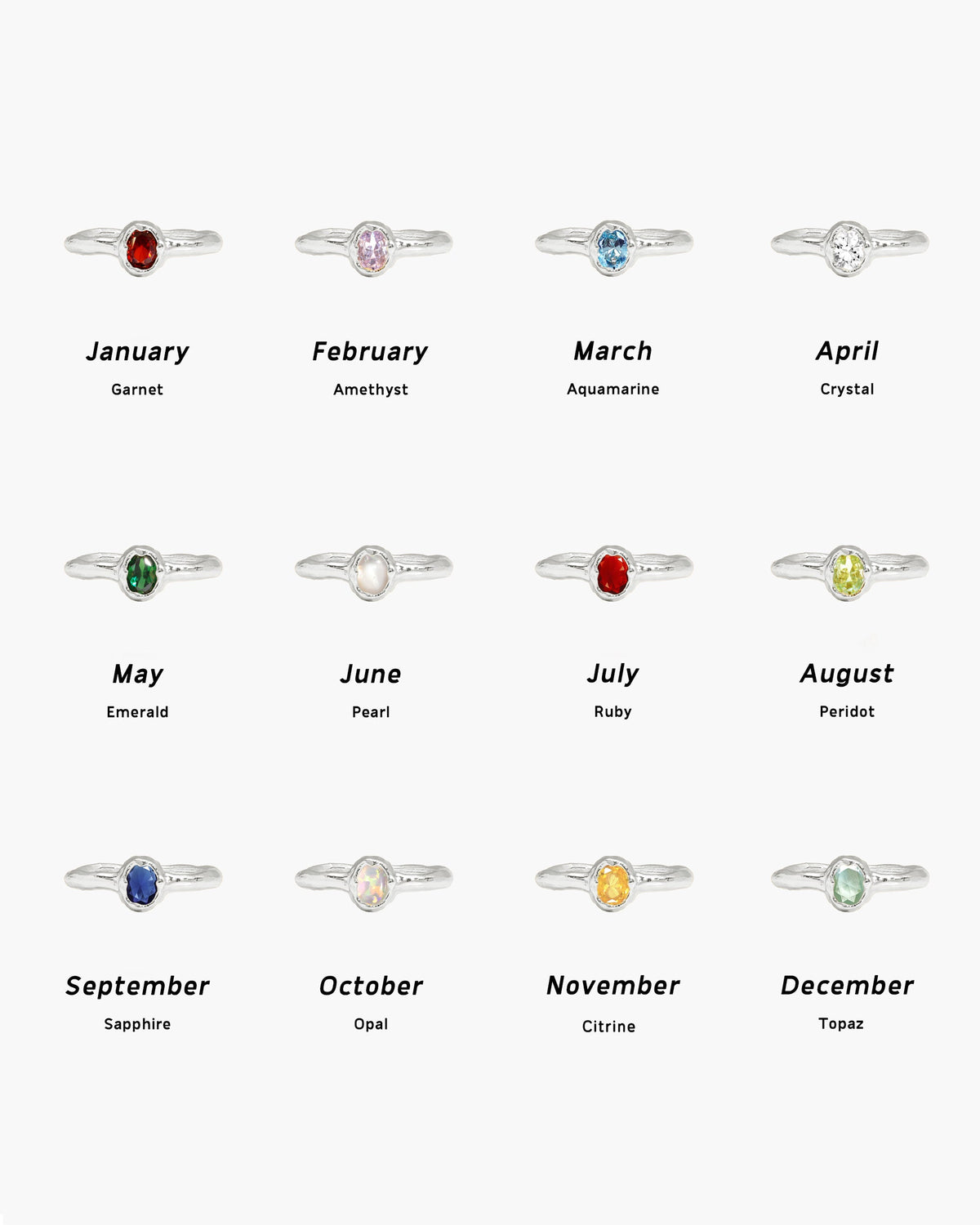 Birthstone Ring in Silver - April