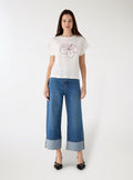 Wide-Leg Cuff Jeans Medium Denim Blue