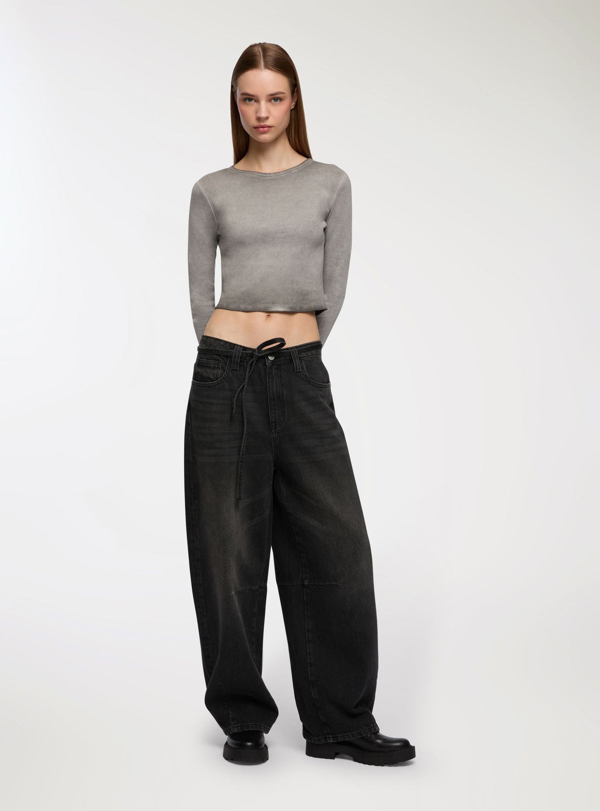 Black Belted Balloon Jeans