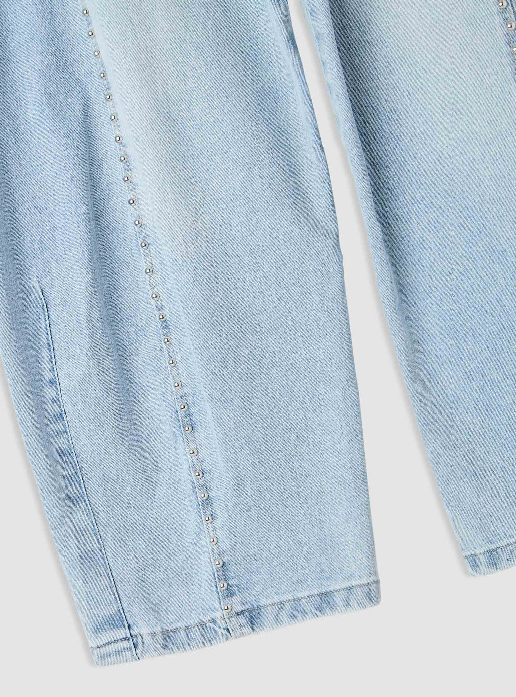 Light Denim Blue Studded Balloon Jeans