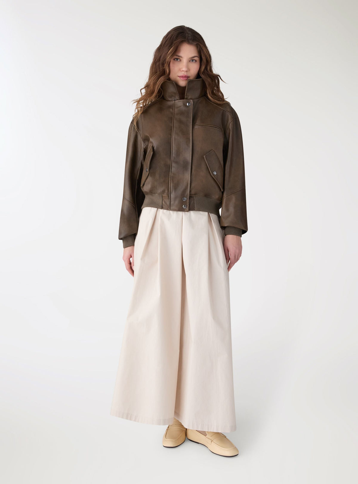 Faux leather trench coat