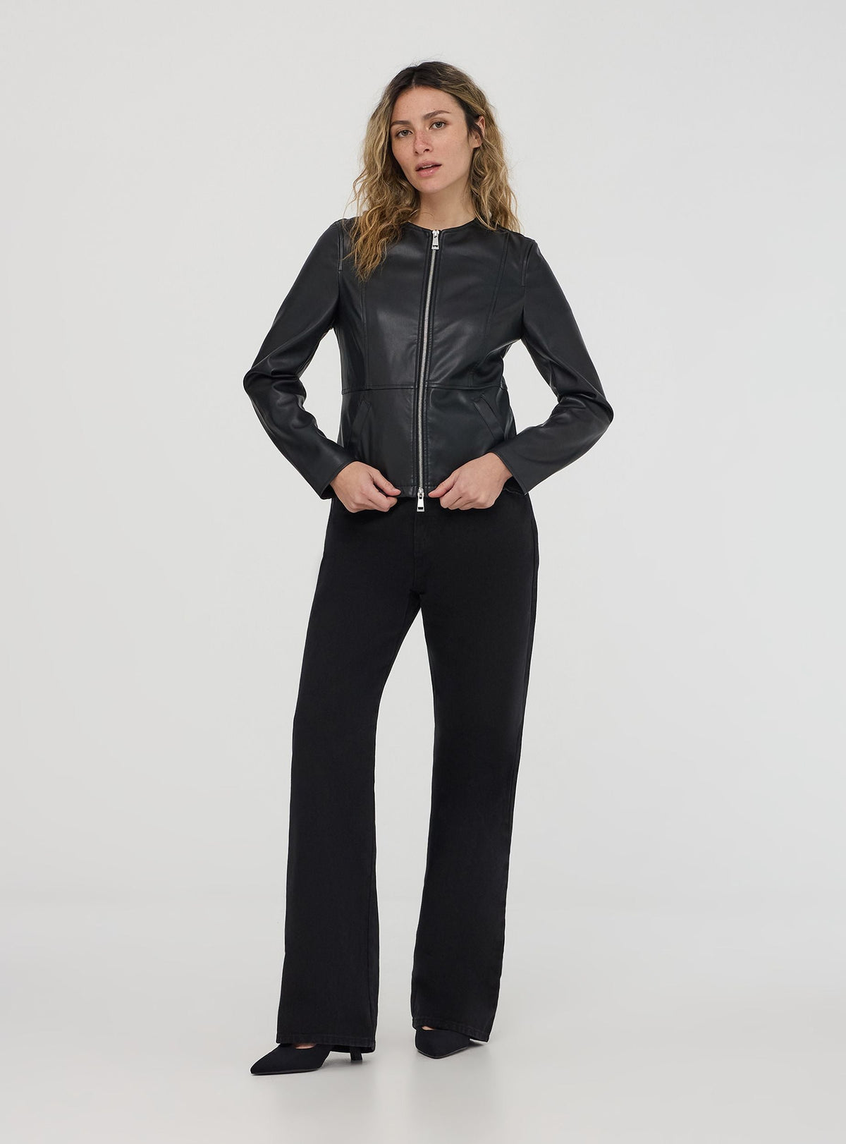 Black Faux Leather Biker Jacket