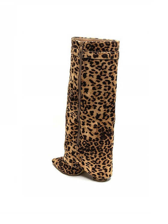 Jolie | Botas de Ante con Estampado de Leopardo