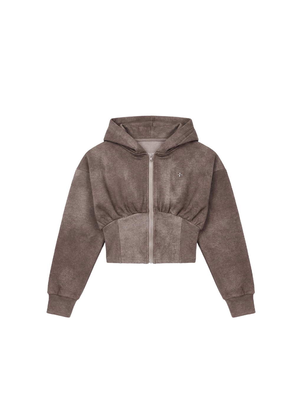 Illusion Cropped Zip-Up Hoodie