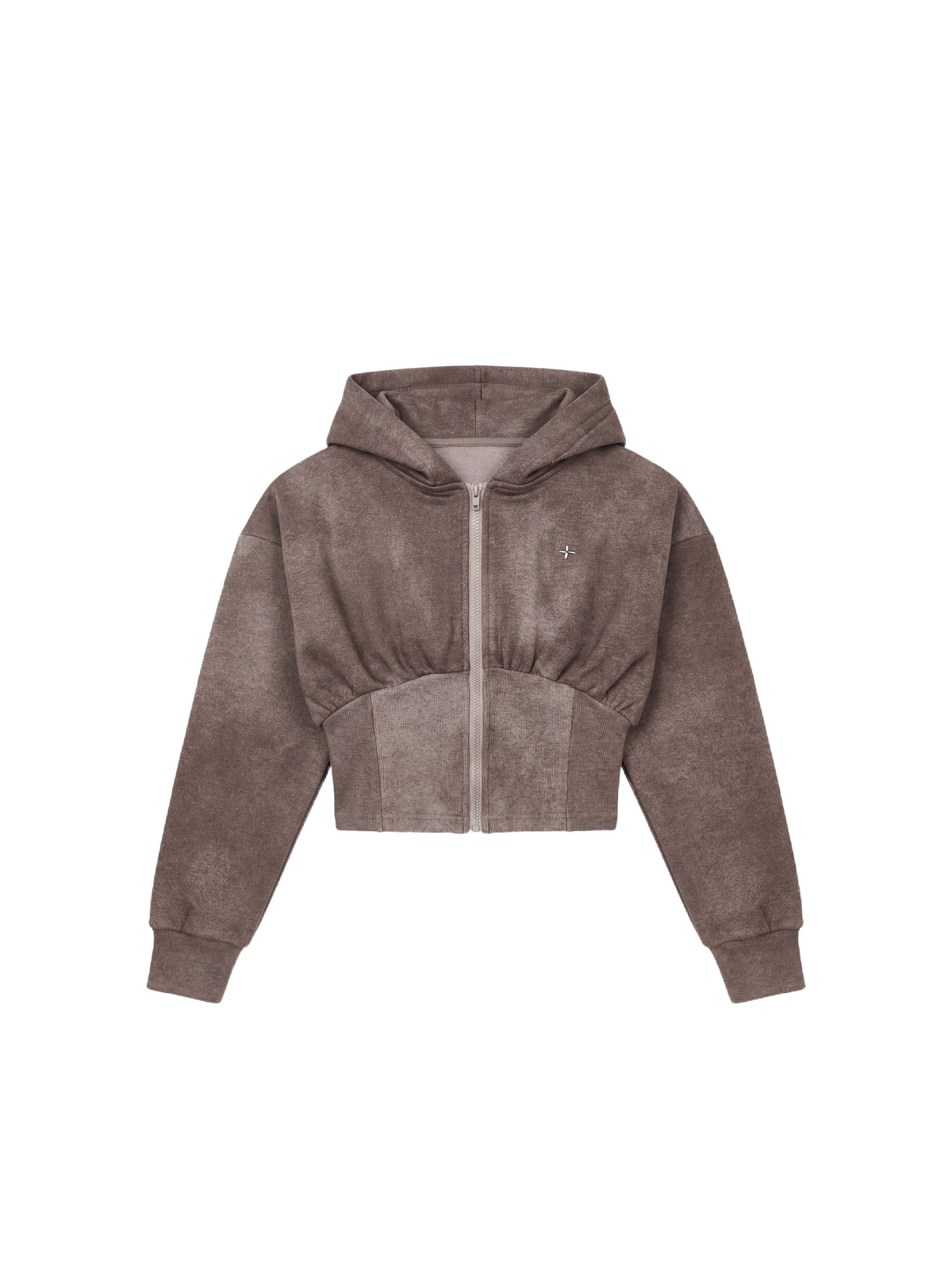 Illusion Cropped Zip-Up Hoodie