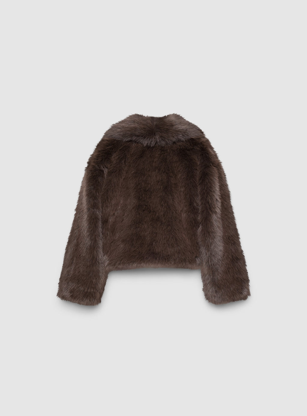 Chaqueta Corta con Cuello Efecto Pelo Largo Cacao