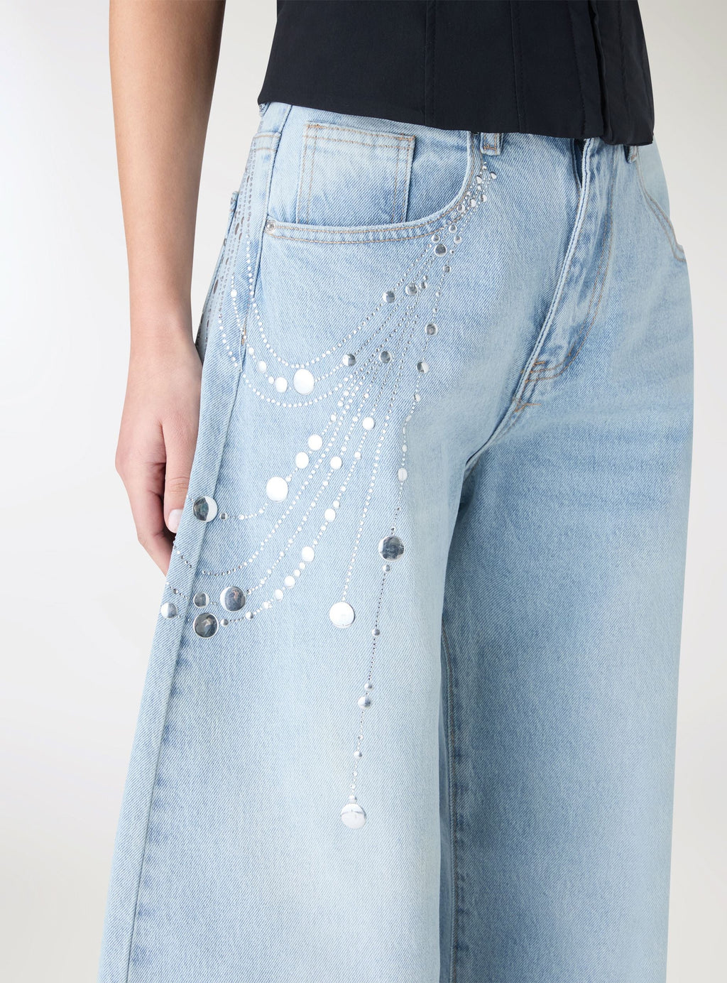 Light Blue High-Rise Wide-Leg Jeans