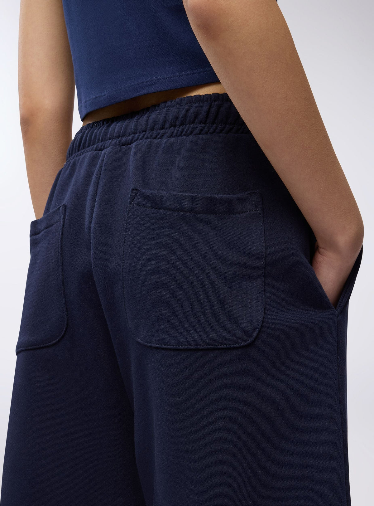 Dark Blue Fleece Long Bermuda Shorts