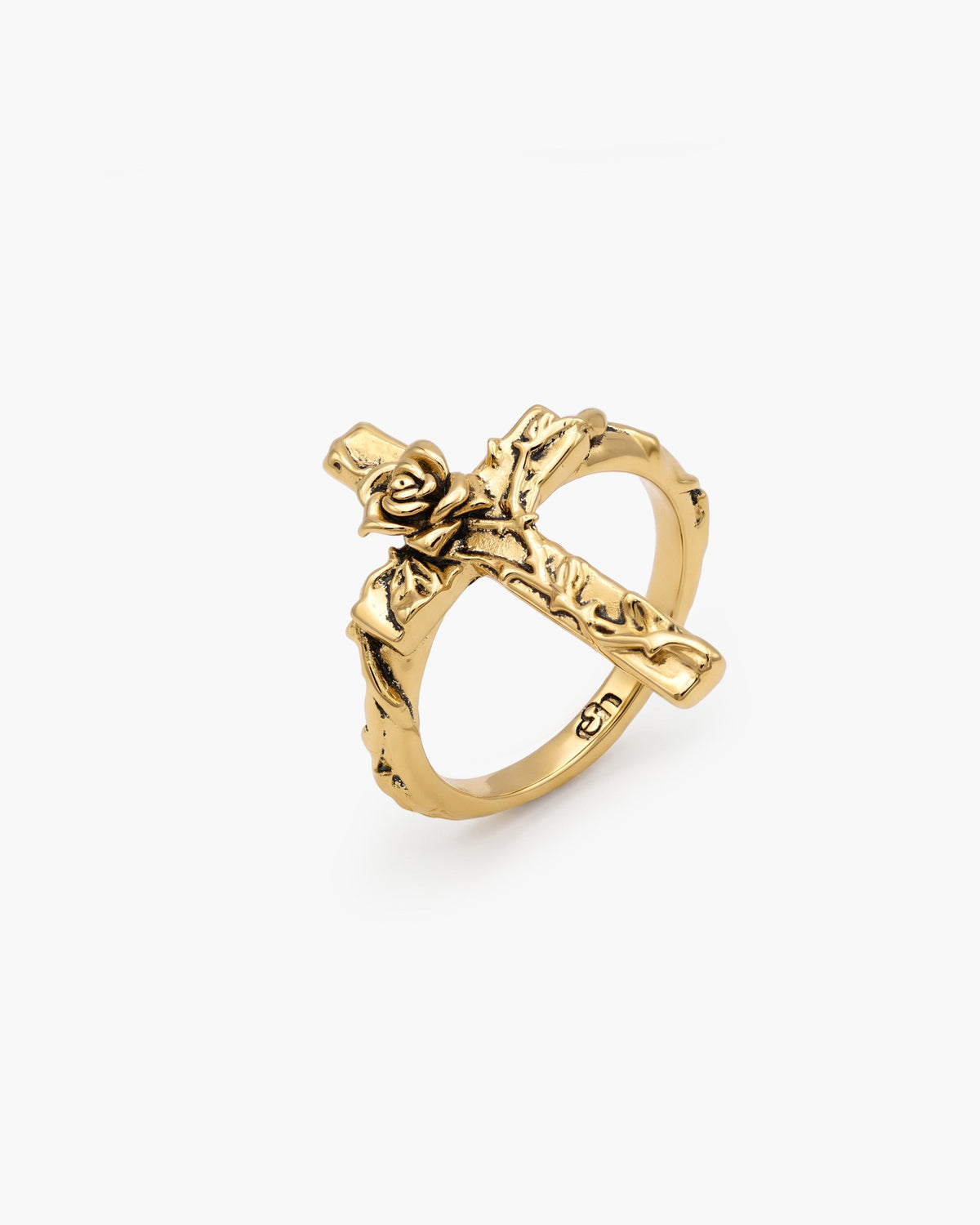 Wild Rose Cross Ring in Gold