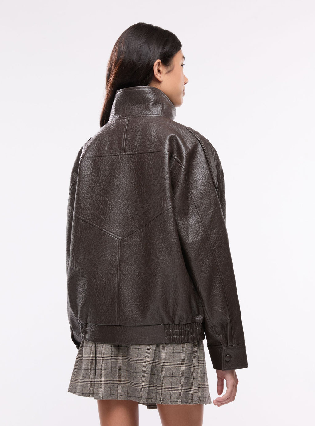 Chaqueta Bomber con Cuello Alto Cacao