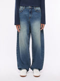 High-Rise Balloon Jeans Medium Blue Denim